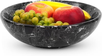 Marmeren fruitschaal 10 'zwarte handgemaakte fruit- en groenteopslagkom voor keukendecoratie, boerderij, keukendecoratie, fruithouder voor eettafel