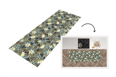Keukenloper - Loper keuken - Bloemen - Patroon - Madelief - 150x50 cm - Keukenloper vinyl