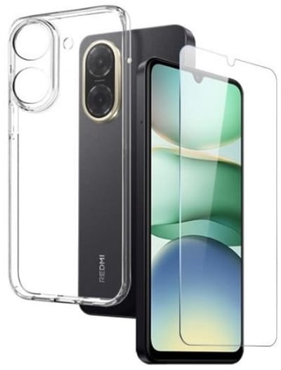 Telestore - Silicone gel transparant hoesje back cover met glas screenprotector - hoesje geschikt voor Xiaomi Redmi A5