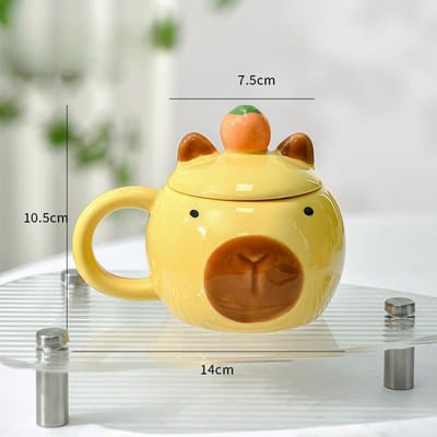 Capibara Waterbeker voor Jongensstijl Vreemde Beker voor Kinderen Mok met Deksel Is Lelijk en Schattig Keramische Beker 425ml
