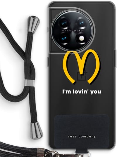 Case Company® - Hoesje met koord geschikt voor OnePlus 11 hoesje met Koord - I'm lovin' you - Telefoonhoesje met Zwart Koord - Bescherming aan alle Kanten en Over de Schermrand