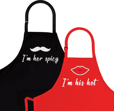 Schort 2-Pack Her Spicy & His Hot - Barbecue schort - Zwart - Koken - Kookschort - Katoen - Sloof