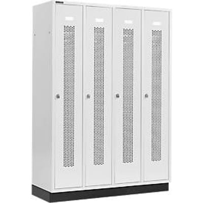 Schäfer Shop Select Kledinglocker met geperforeerde lijnen, 4 compartimenten, met fitting, draaigrendelslot, deur lichtgrijs