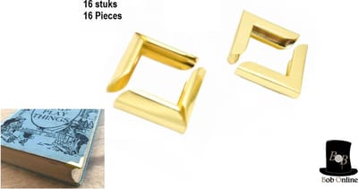 Bob Online ™- 16 Stuks – Goud – Boeken Hoekbeschermers – Metalen Hoekbeschermers – Boekenkraft – Album Hoekbeschermers - Foto Hoekjes – Metalen Foto Hoekjes – DIY Boek Hoekjes – Scrapbook Hoekbeschermers – Book Corners – Gold