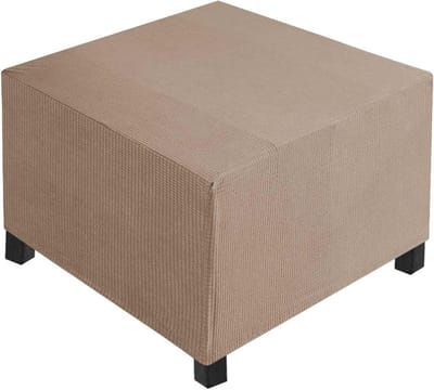 Voetenbank Overtrek - Poefhoes Stof - Woonkamer Decoratie - Universele Pasvorm - 50x50x40cm - Khaki