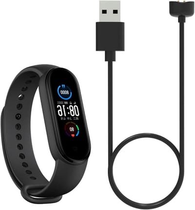 Magnetische Oplader voor Smartwatch, USB Oplaadkabel voor NFC Smartwatches, Compatibel met Xiaomi Mi Band 5, 6, 7 en Amazfit Band - 1 meter lang (Zwart)