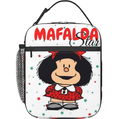 Mafalda Quino Strips Geïsoleerde Lunchtas voor Vrouwen Kinderen Draagbare Voedseldozen Thermische Lunchbox Tote One Size
