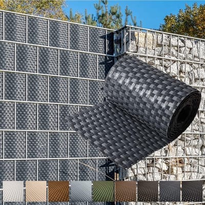 Polyrotan Zichtwering Stroken - Privafence Antraciet 255 x 19 cm - Inkijkbescherming voor Hekken en Terrassen - Eenvoudig te Bevestigen
