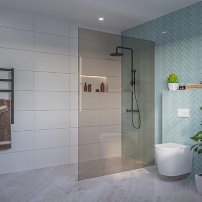 FugaFlow Eccelente Vetro Inloopdouche - rook glas - 140x200cm - 8mm - nano - blind inbouw profiel