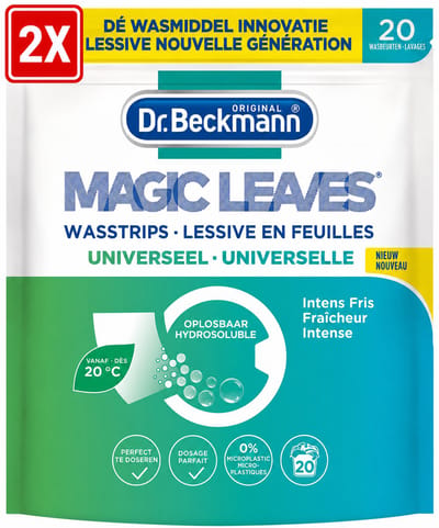 2 x Dr. Beckmann Magic Leaves Universeel - Wasstrips - Wasmiddeldoekjes