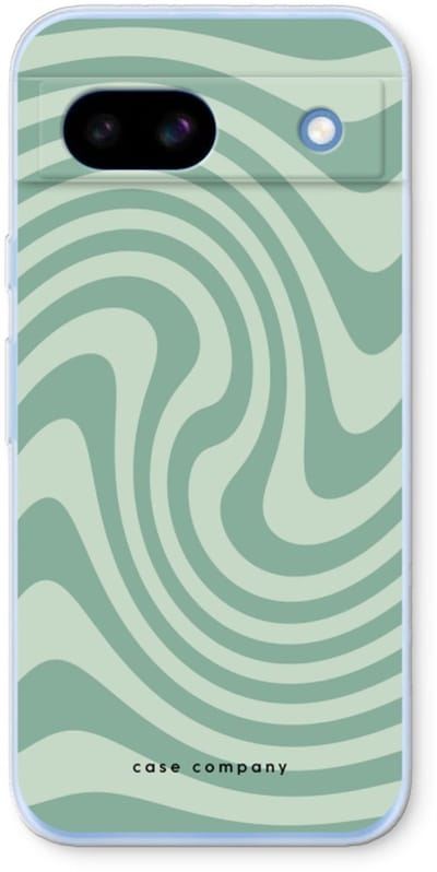 Case Company® - Hoesje geschikt voor Google Pixel 8a hoesje - Swirl Groen - Soft Cover Telefoonhoesje - Bescherming aan alle Kanten en Schermrand