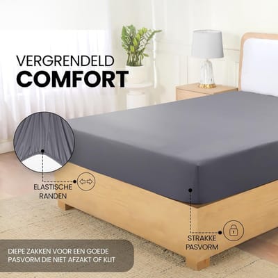 Bedding Onderlaken, 200 x 220 cm, dik matras, geborstelde microvezel, bed van 200 cm, grijs