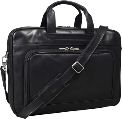 Tony Perotti Leren Laptoptas 15 inch 2-vaks 42 cm met voorvak- Zwart
