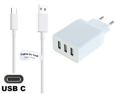 OneOne 3A lader met 3 poorten + 1,0m strerke USB C kabel. Oplader adapter past op Oppo A73, A74, A91, A92, A93, A94, A95, A96, Ace2, F17, F17 Pro, F19, F19 Pro, Find X, Find X Lamborghini