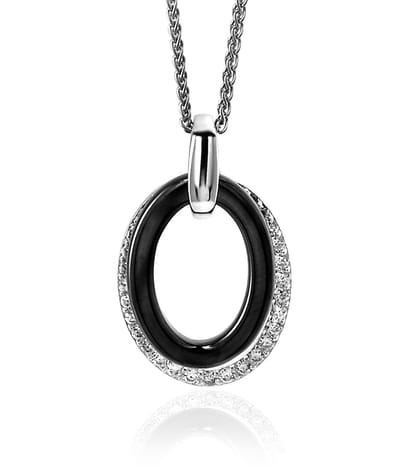 Orphelia ZH-7067 - Pendant Oval Ceramic - Zilver 925 - Zirkonia / Keramiek - 42 + 3 cm