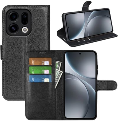MobyDefend Hoesje - Geschikt voor Oppo Find X9 - Kunstleren Wallet Book Case (Sluiting Voorkant) - Zwart