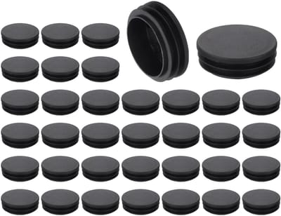 Dailygoods- Eindkappen 36 Stuks - Ronde Kunststof 48 mm - Zwarte PE Pijp Plug - Vloerbeschermer - Schokabsorberend - Eenvoudig te Installeren - Buisdoppen