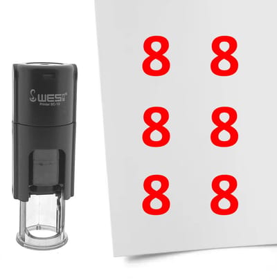 CombiCraft Stempel Getal 8 10mm rond rode inkt - per 1 stuk