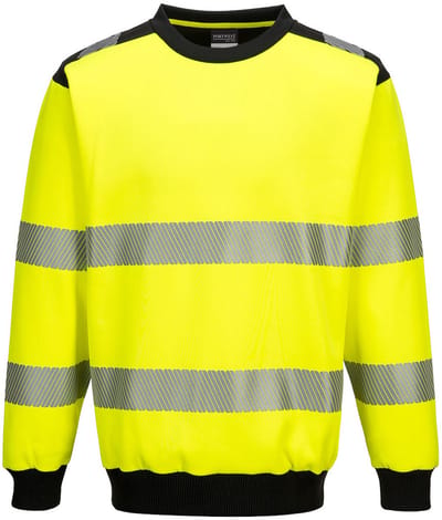 Portwest PW3 Hi-Vis Sweatshirt met ronde hals PW379 - Geel/Zwart - XXXL