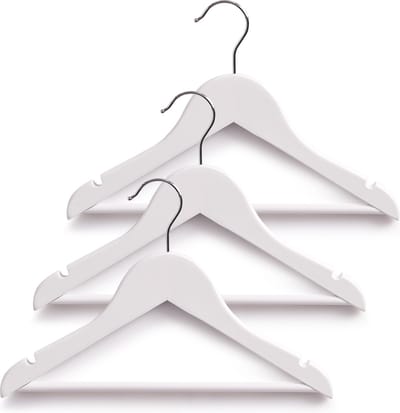 Zeller kledinghangers kind - set 3x - wit - hout - 30,5 cm - draaibare haak - kleding ophangen