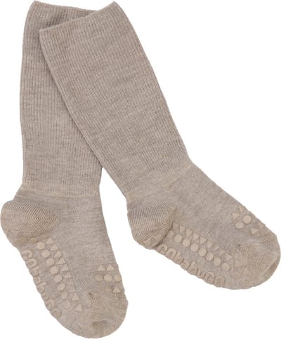 GoBabyGo - Bamboe Antislip Sokjes - Sokken - Sand  6-12 maanden