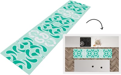 Keukenloper - Loper keuken - Winter - Turquoise - Design - 200x50 cm - Keukenloper vinyl