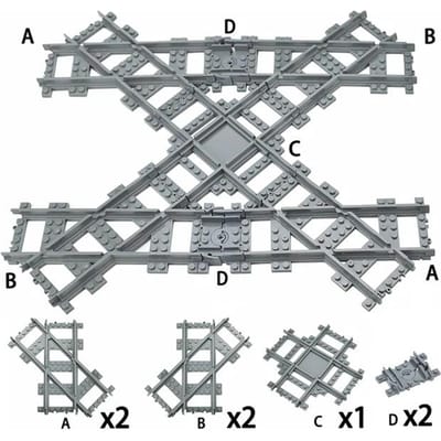 MOC Stads Treinrails Kruispunt Wissel Flexibele Vorkvormige Bergop Rechte Gebogen Spoor Bouwsteen Bakstenen Creatief DIY Speelgoed