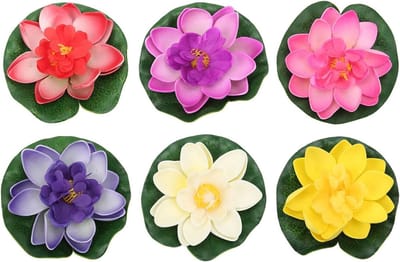 Dailygoods- Waterlelie Kunststof Set van 6 - Kunstmatige Vijverplanten - Lichtgewicht Drijvende Decoratie - Doe-Het-Zelf - Tuinaccessoire - Schuimwaterlelie - Vijverplant