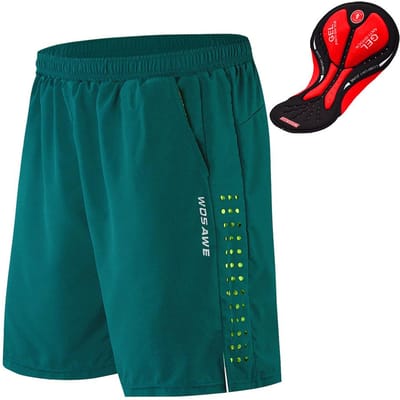 Herenfietsshort met 3D-gelvulling en meshvoering, ademende, sneldrogende losse fietsbroek L blauw