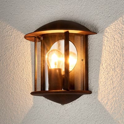 Lindby - Wandlamp buiten - 1licht - Aluminium, polycarbonaat - H: 26.5 cm - E27 - roest, helder