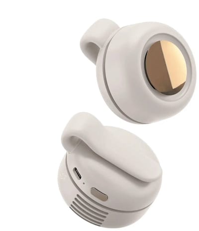 Koelventilator, 2-in-1 clipventilator voor om de taille, ventilator zonder bladen met 3 snelheden, oplaadbaar via USB, 360° draaibare persoonlijke ventilator, geschikt voor kantoor, sportschool, reizen, kamperen en als cadeau (gebroken wit).