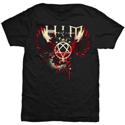 Him - Wings Splatter Heren T-shirt - S - Zwart