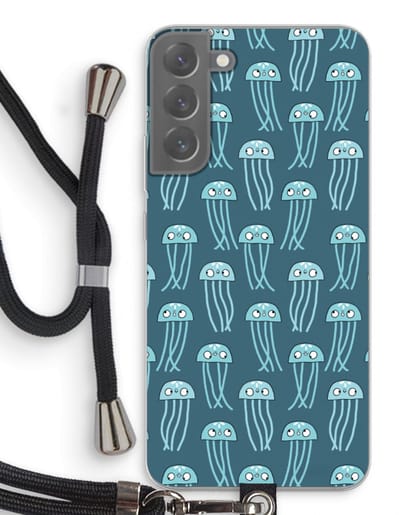 Case Company® - Hoesje met koord geschikt voor Samsung Galaxy S22 Plus hoesje met Koord - Kwallie - Telefoonhoesje met Zwart Koord - Bescherming aan alle Kanten en Over de Schermrand