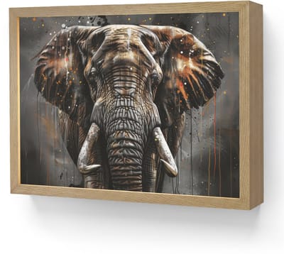Wandlamp 40x30 cm - Oplaadbaar - Olifant - Watercolor - Wilde dieren - Luxe - Wandlampen binnen woonkamer - Slaapkamer lamp - Decoratieve nachtlamp - Vloerlamp draadloos