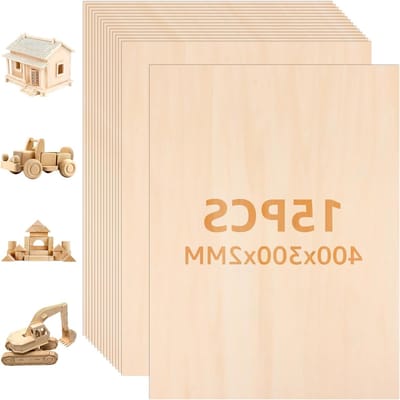 Set van 15 Plywood Platen 2 mm - 400 x 300 mm A3 Hout voor Creatieve Projecten, Laserbewerking en Modelbouw