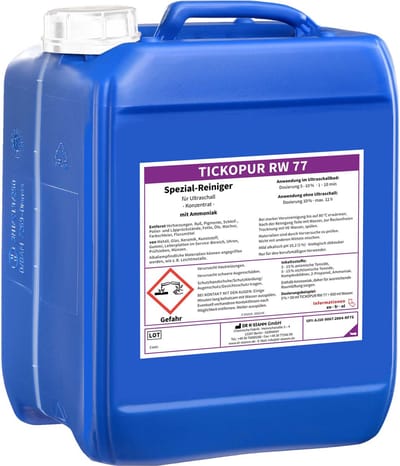 Tickopur RW77 - Ultrasoon Vloeistof 10L - Professioneel Reinigingsconcentraat voor Klok Onderdelen, Messing Onderdelen & Precisie-onderdelen