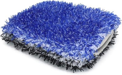 Was Pad - Microvezel spons - Auto wassen - Hoogpolige microvezel - 23 x 18 cm - Blauw/Zwart