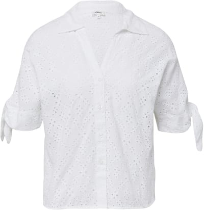 Blouse met een casual snit, versierd met opengewerkte borduursels en knoopdetails. dames s.Oliver