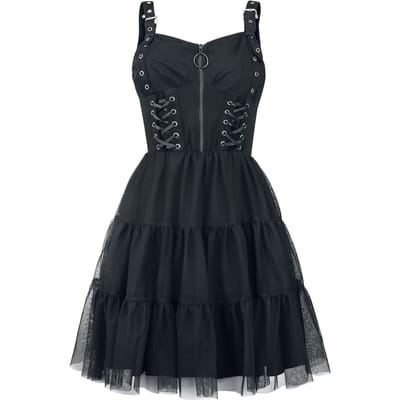 Vixxsin - Gothic Midi-jurk - Selkie jurk - XS tot XXL - voor Vrouwen - zwart