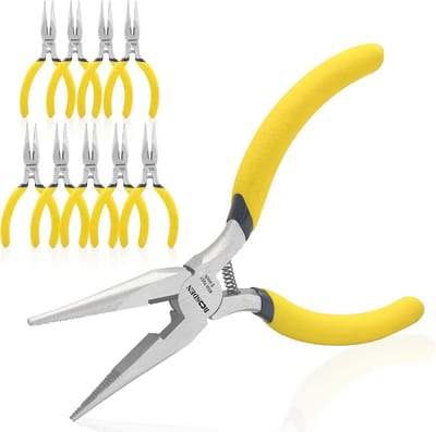 BOOSDEN 5" Needle Nose Pliers, Long Nose Plier Set with Side Cutter, Mini Fine Needle Nose Pliers with Comfortable Grip, Small Precision Needle Nose Pliers for Electronics, Craft, Jewelry Making, 10
