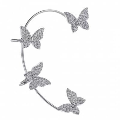 Rechter-Vlinder-Oormanchet-Zilverkleur-Strass-Klem