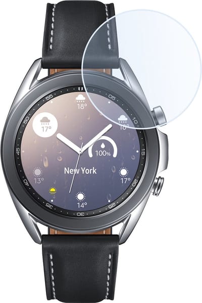Screenprotector - Geschikt voor Samsung Galaxy Watch 3 45 mm - Sterk & Shockproof - Tempered Glass - Gehard Glas - Beschermglas Screen Cover - Bescherm Protector voor Smartwatch