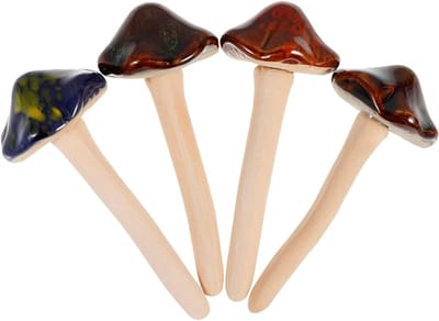 Keramische Paddenstoelen - Tuin Decoratie - Planten Aankleden - Set van 4 - Kleurrijk