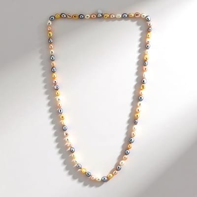 Cavill - Zilveren Parels Ketting 925 Sterling Zilver - Witte & Roze Fancy Zoetwaterkweekparels - Luxe Elegante Multicolor Parelketting 71 cm