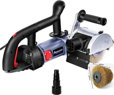 FANZWORK V2 1500W Satiniermachine Borstelschuurmachine voor oppervlakterenovatie, met stofafzuigaansluiting, toerentalregeling, bolgreep en staalborstel