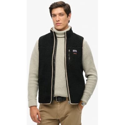 Superdry Outdoor Bodywarmer van Fleece Zwart Grootte: L