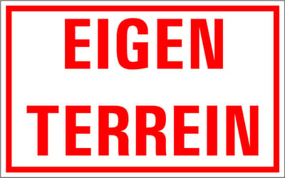 Eigen terrein bord, kunststof 200 x 125 mm