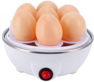 GELLDG Elektrische eierkoker - Eierstomer voor in de keuken - Kooktoestel voor gekookte eieren - Multifunctionele Eierkoker - Geschikt voor 7 eieren - Kook, Pocheer en Stoom en Meer - Elektrisch - Vaatwasserbestendig - Wit