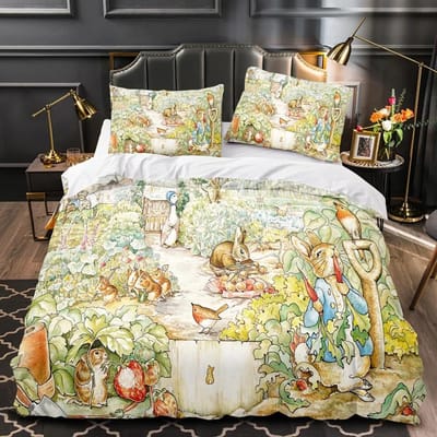 Beddengoedsets Peter Konijn Wereld Australië /Europa/VS Volledig Queen King Size Dekbedovertrek Kussenslopen Cadeau AU Single(140x210cm)