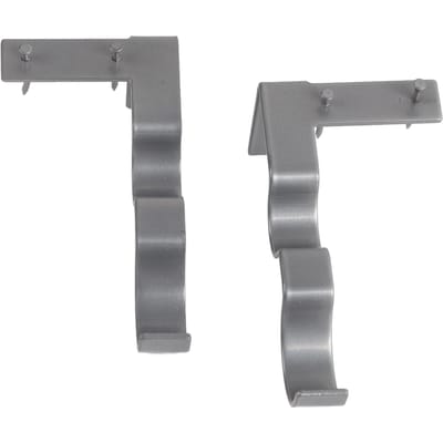 Lot de 2 supports de tringle à rideau double en acier, capacité de charge de 9 kg, montage facile, crochets pour tringle à rideau, pour la maison argenté